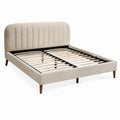 Polsterbett 160 x 200 cm Beige mit Bouclé-Bezug, Lattenrost und gepolstertem Kopfteil