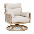 Drehsessel 82 x 85 x 96 cm in Natur/Beige mit Holzgestell und Seilgeflecht