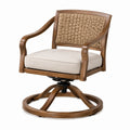 Drehsessel aus Holz mit Geflechtrücken, 75 × 78 × 94 cm, Braun/Beige