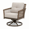 Drehbarer Geflechtsessel Beige/Braun, 82 × 88 × 92 cm