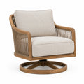 Drehsessel aus Holz in Naturbraun/Beige mit Kordelgeflecht, 80 × 78 × 84 cm