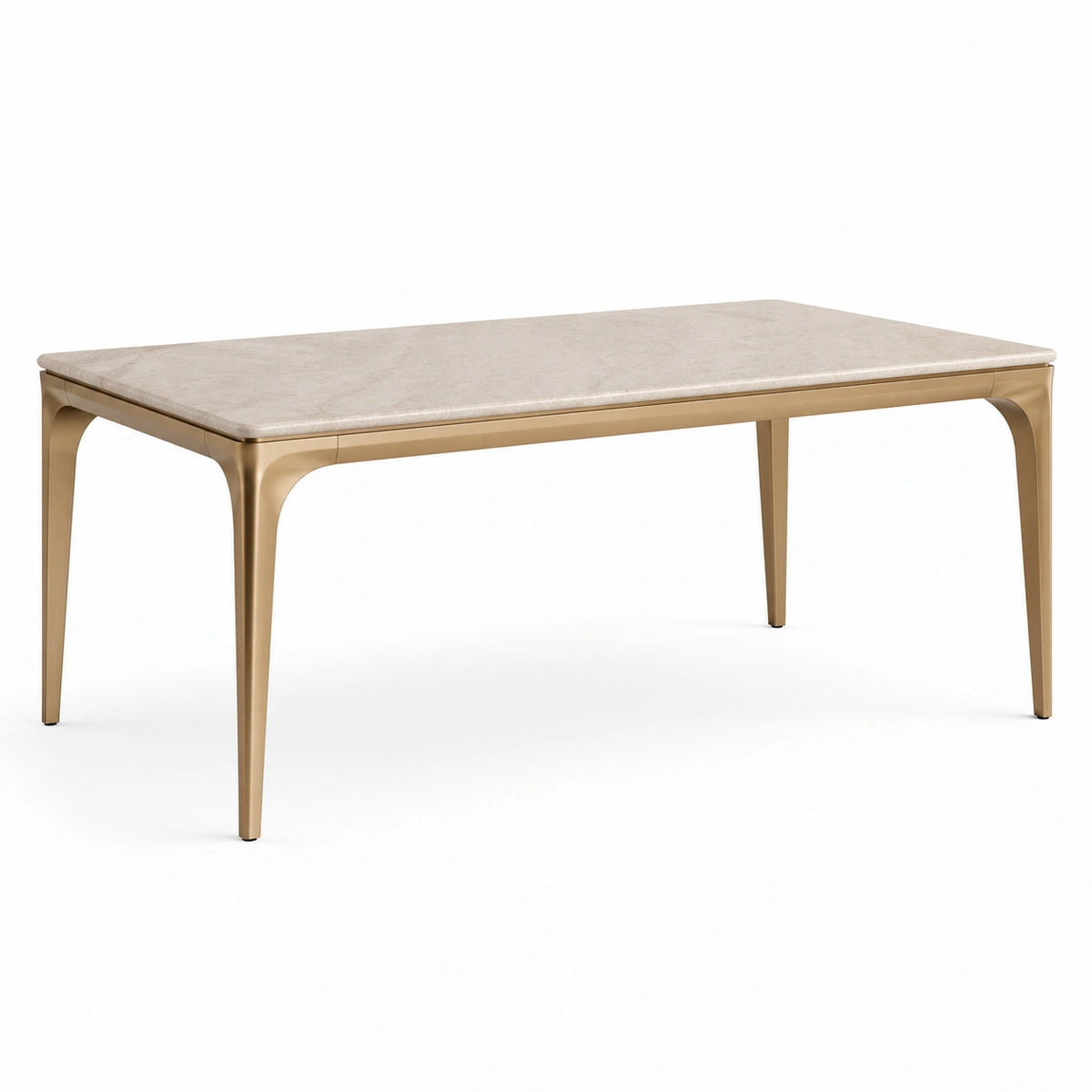 Moderner Esstisch 160 × 90 × 75 cm in Beige und Gold mit Marmoroptik