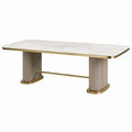 Esstisch 180 × 90 × 75 cm aus Keramik und Metall in Weiß/Gold