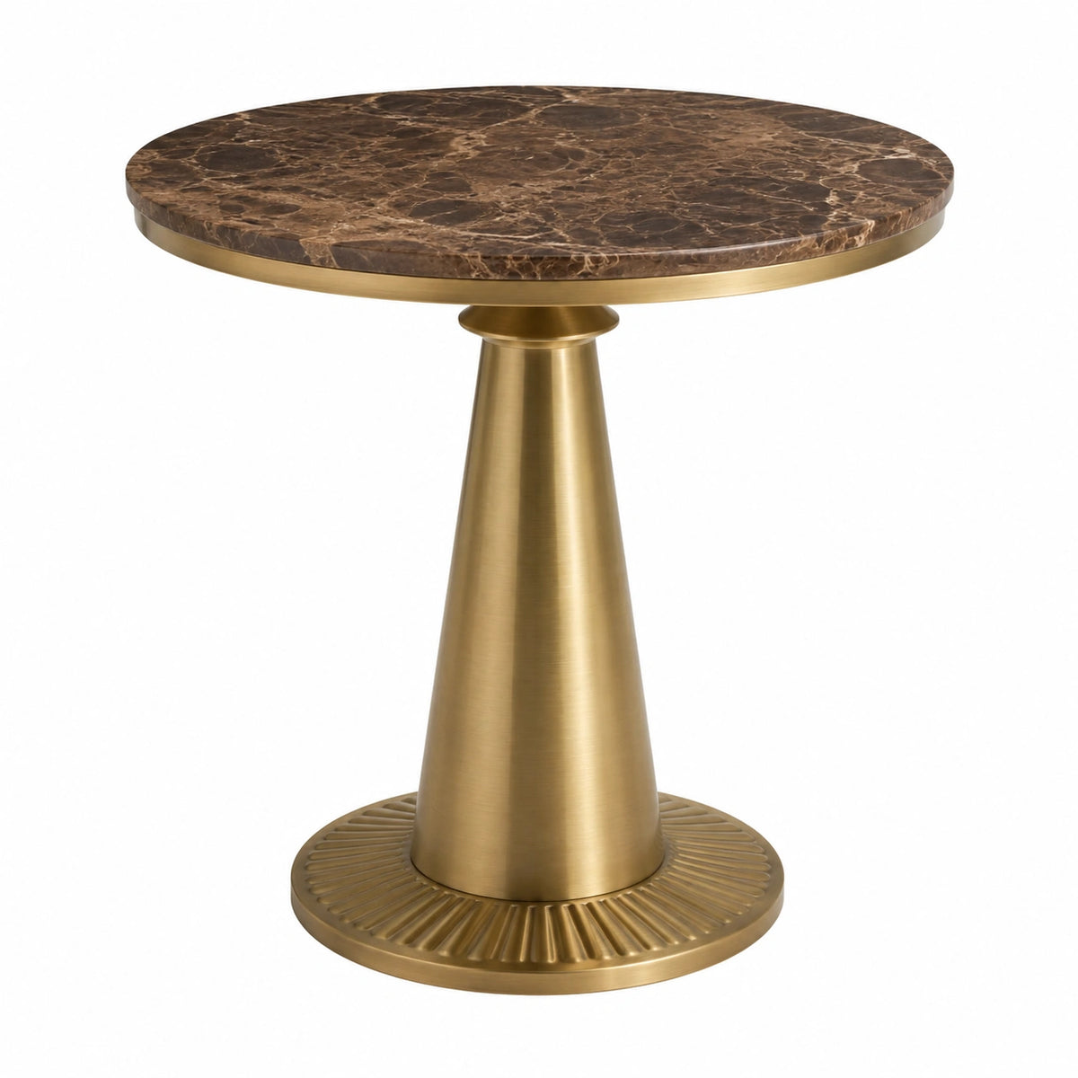 Runder Esstisch Ø 100 x 75 cm, Dunkelbraun/Gold, Marmoroptik mit Metallgestell