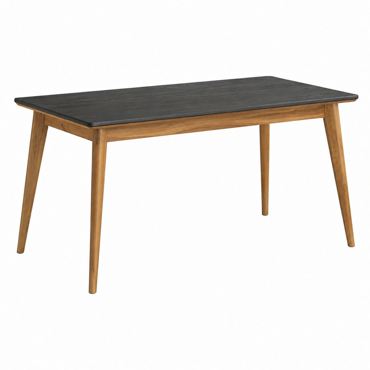 Skandinavischer Esstisch aus Holz mit schwarzer Tischplatte, 160 × 80 × 75 cm
