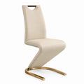 Freischwinger-Stuhl 46 x 60 x 102 cm aus Kunstleder in Creme mit goldfarbenem Metallgestell
