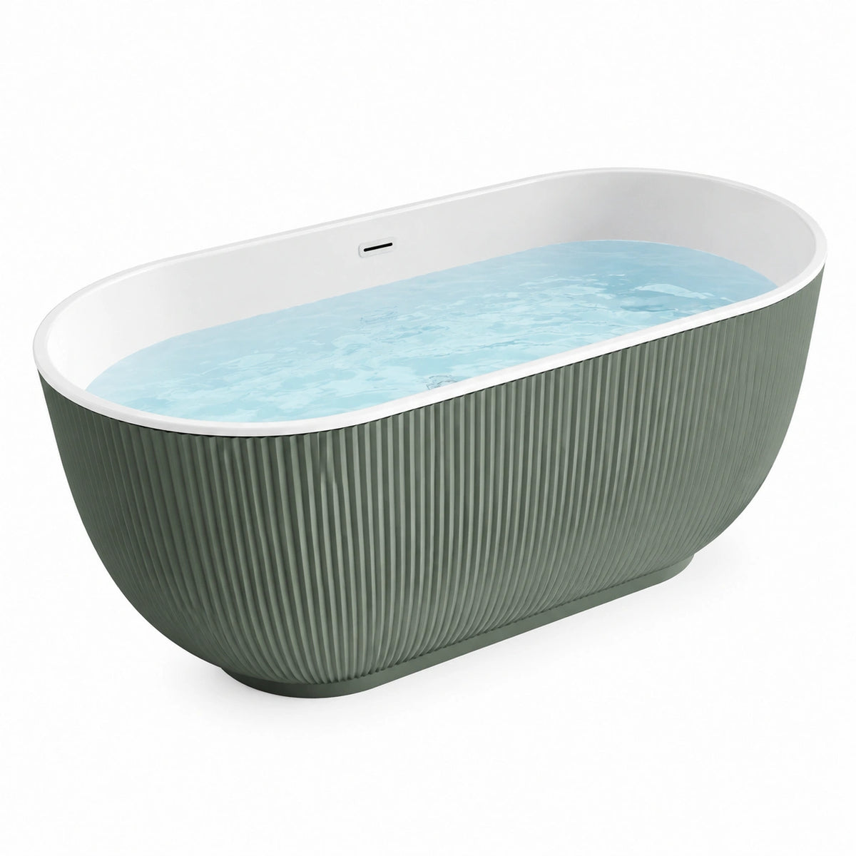 Freistehende Acryl-Badewanne 170 × 75 × 58 cm Dunkelgrün/Weiß mit geriffelter Oberfläche