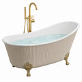 Freistehende Acryl-Badewanne 170 × 75 × 75 cm mit geriffelter Außenseite, Weiß/Gold