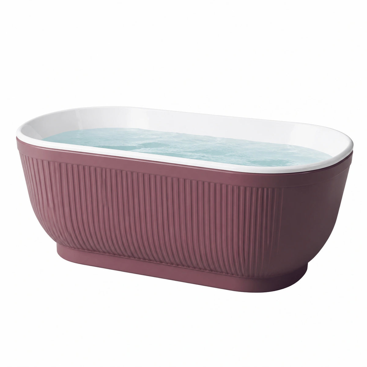 Freistehende Acryl-Badewanne 170 × 75 × 58 cm Aubergine/Weiß mit geriffelter Außenfläche