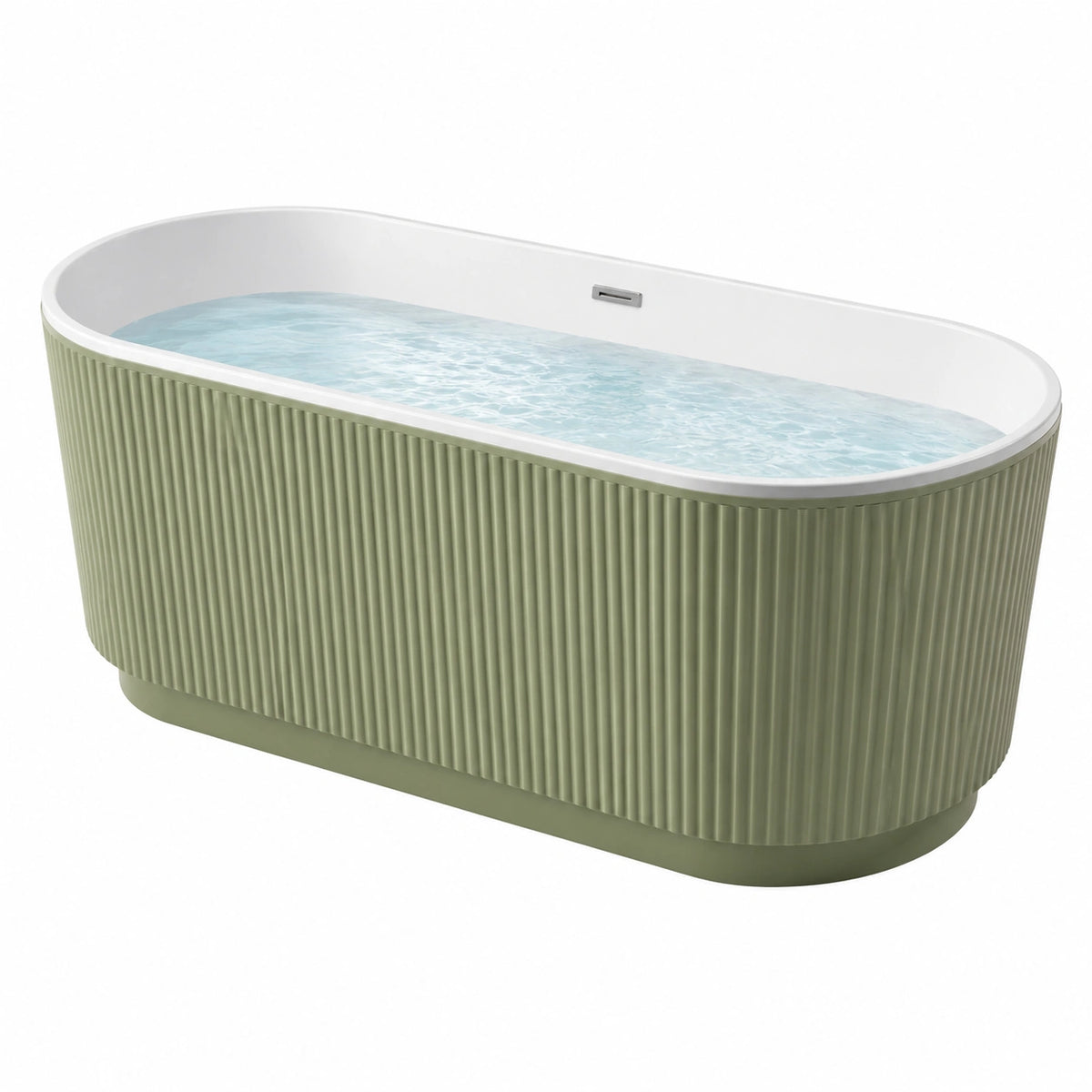 Freistehende Acryl-Badewanne 170 x 75 x 58 cm in Weiß und Olivgrün