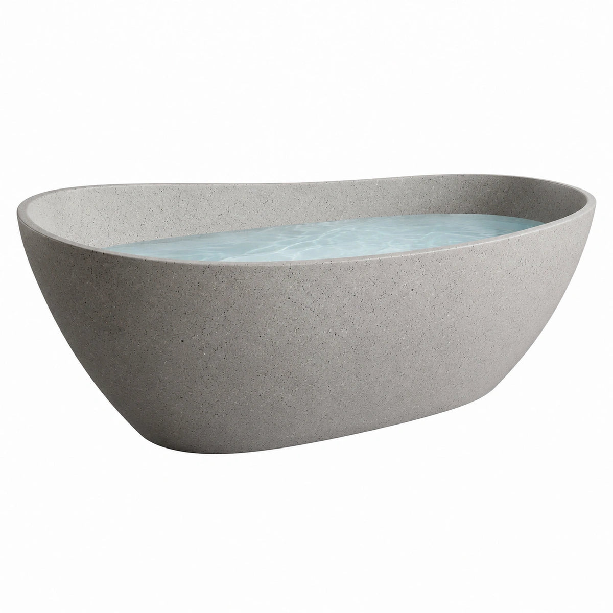 Freistehende ovale Badewanne aus Beton in Grau, 170 × 80 × 55 cm