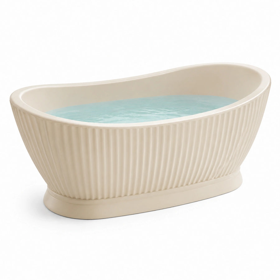 Freistehende Acryl-Badewanne mit gerippter Oberfläche, Cremeweiß, 170 x 75 x 58 cm