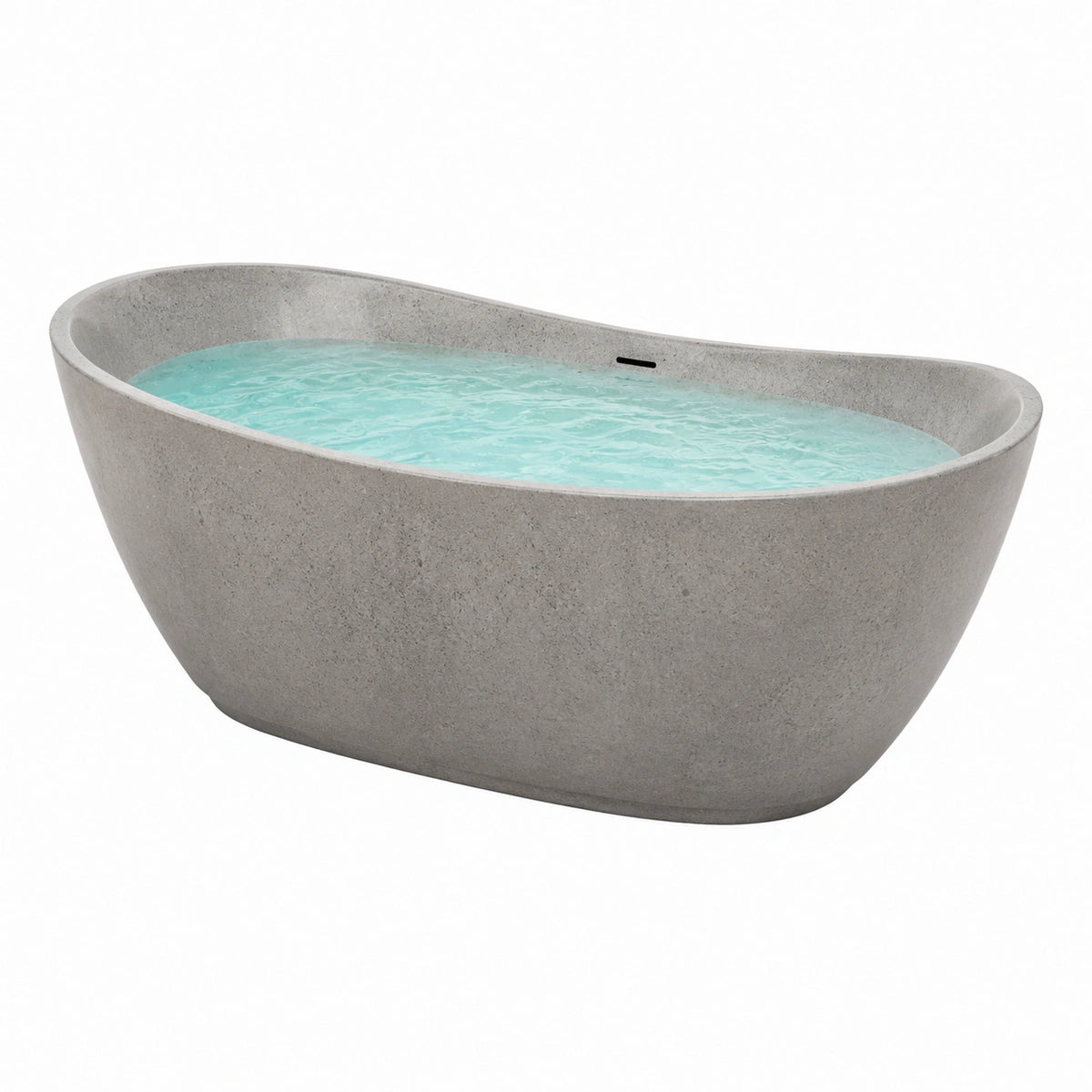 Freistehende ovale Badewanne aus Mineralguss in Betonoptik, Grau, 170 × 80 × 58 cm