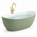 Freistehende Badewanne aus Acryl, 170 × 75 × 58 cm, Grün/Weiß, geriffelte Außenseite