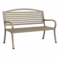 Gartenbank für 2 Personen aus Metall, Taupe, 122 × 66 × 91 cm, mit Armlehnen