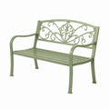 Gartenbank im Landhausstil aus Metall, Salbeigrün, 122 × 61 × 92 cm